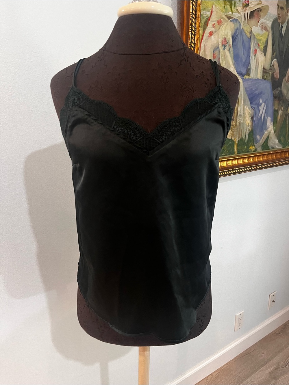 Abercrombie And Fitch Forest Green Satin Lace Trimmed Cami Y2K Small
